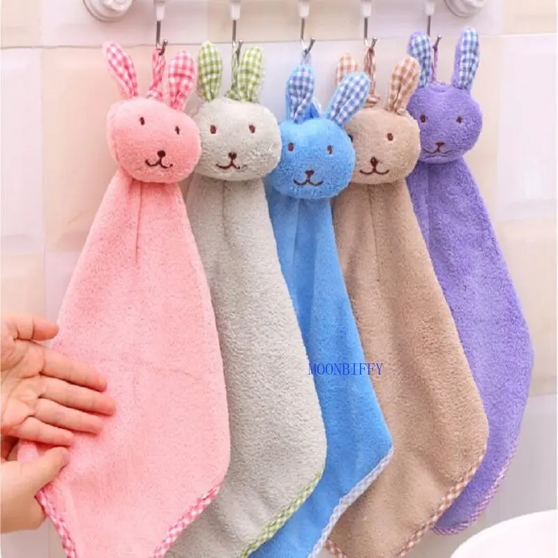 

Мультяшное полотенце для рук с милым Кроликом, полотенце для рук из кораллового флиса, абсорбирующее полотенце для рук, кухонное полотенце ...