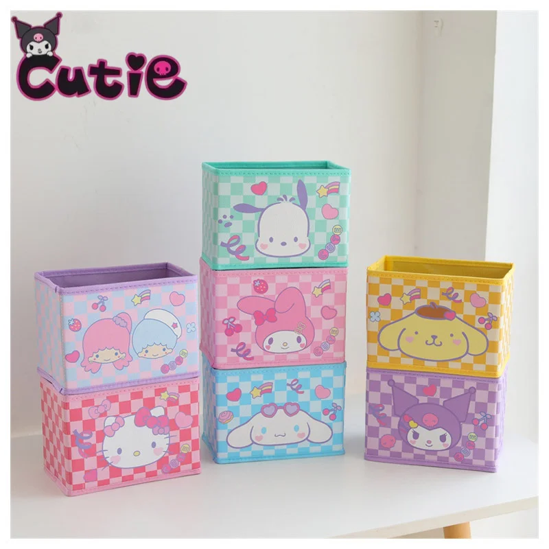

Sanrios мультяшный Аниме складной Настольный ящик для хранения милая My Melody Kittys Cat Kuromi Kawaii узор косметичка Мелодия коробка для игрушек