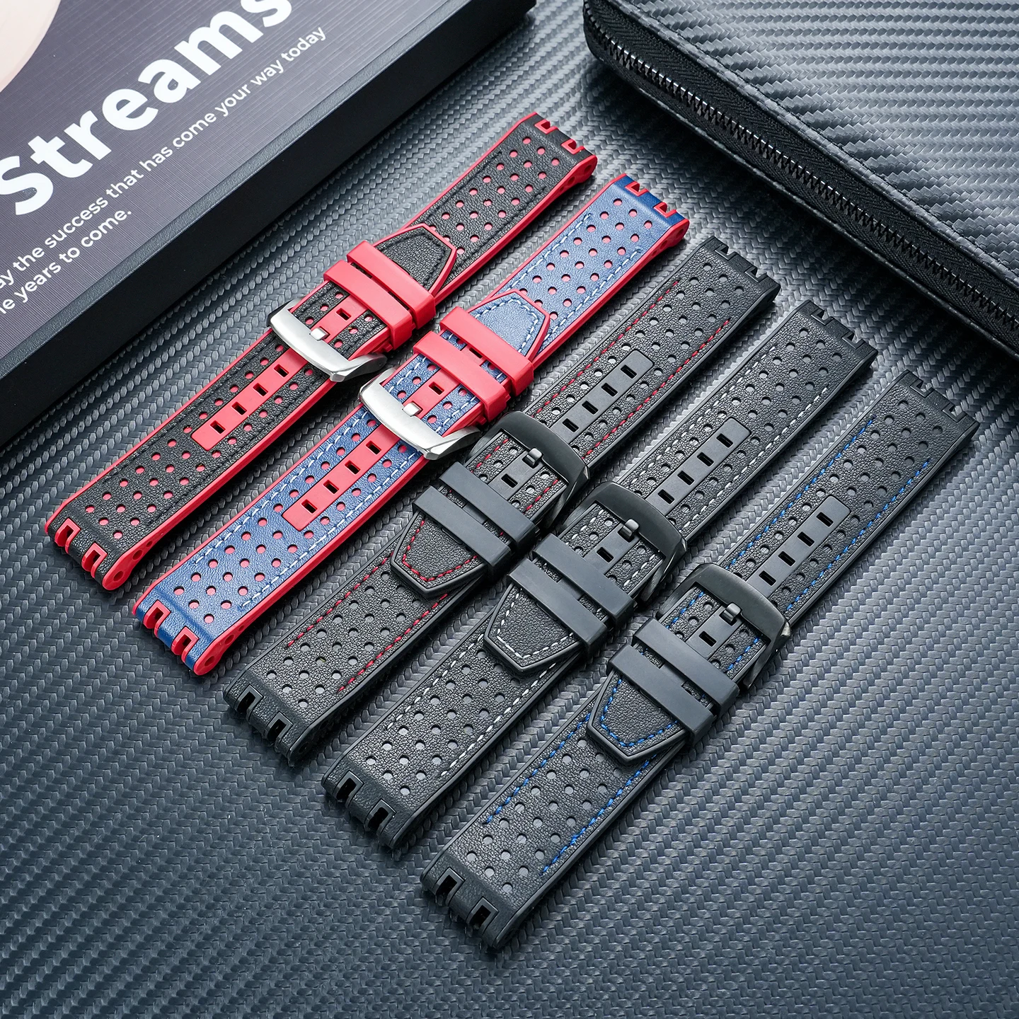 Фото Ремешок из натуральной кожи T115417, 22 мм, для часов Tissot T-sport Racing T115.417 Moto GP, с резиновой подкладкой, аксессуары для ремешков для часов. №2