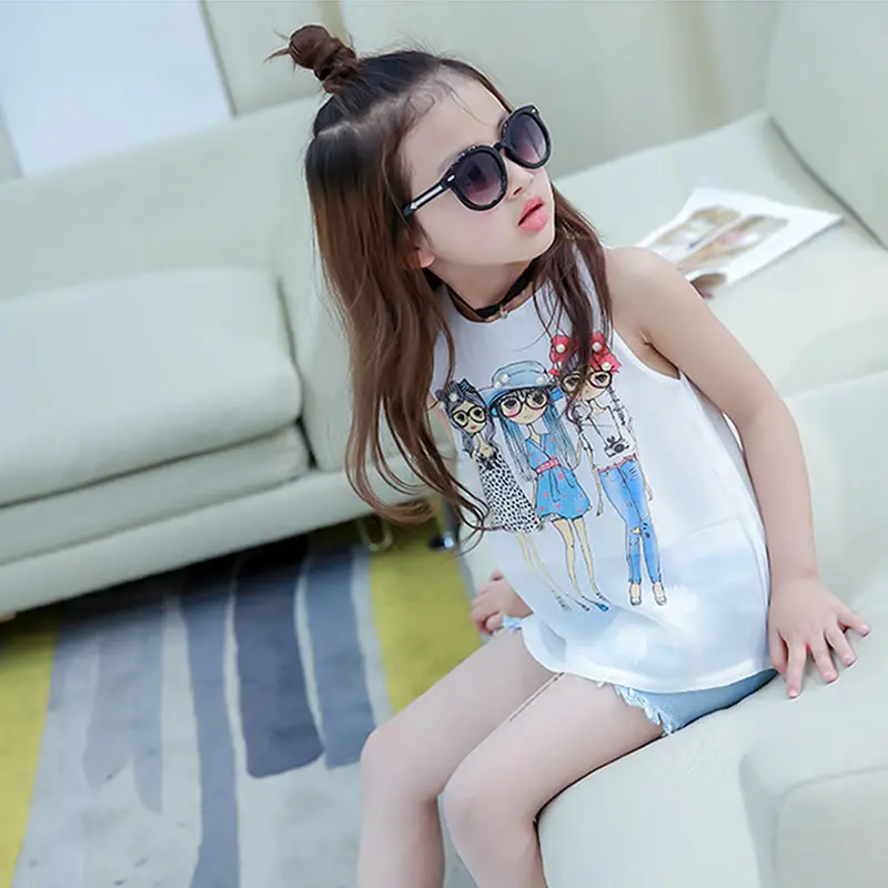 2020 summer brand suit for children girls fashion baby chiffon vest shorts set girl clothes toddler 3 8 10 years kids clothing