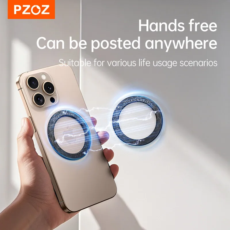 Магнитное металлическое кольцо PZOZ для телефонов Magsafe iPhone 16 15 14 13 12 11 Pro наклейка на