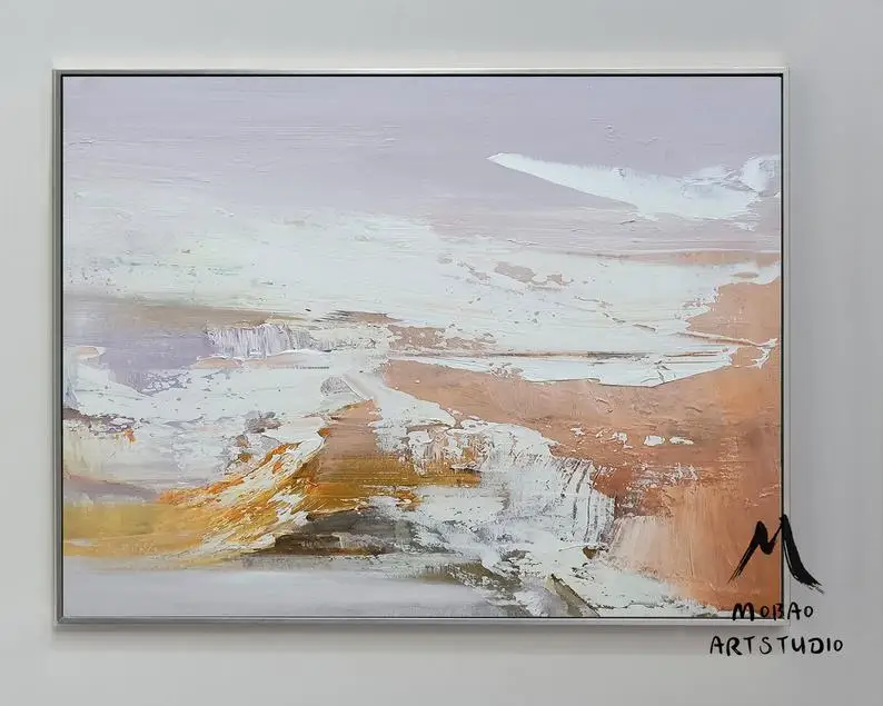 

Original White Textured Abstract Art Large Abstract Painting,Modern Handmade Abstract Painting,Original Purple Oil Office Wall