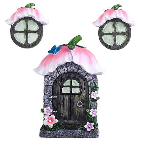 Миниатюры из смолы с цветами и окошком на дверь для дерева, искусственное украшение для дома и балкона, сказочные украшения