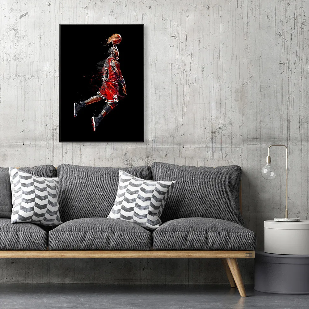 Настенная картина черного цвета для съемки баскетбола современная спортивная