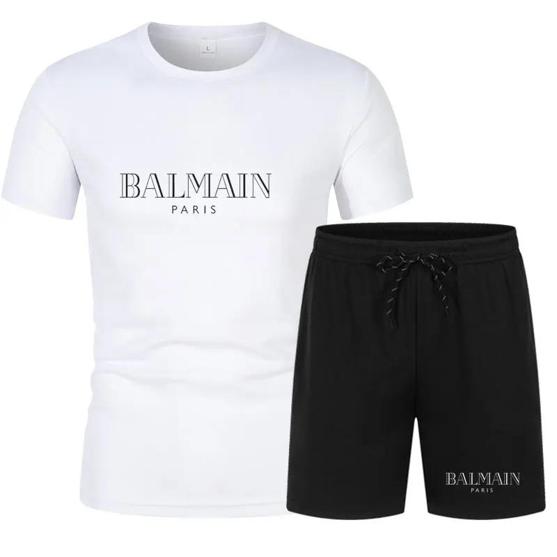 2022men's tracksuit Men's clothes summer oversized short-sleeved T-shirt + shorts sweatshirt fitness jogging beach men's sets