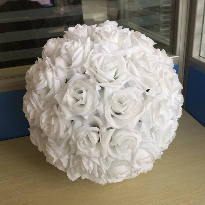 

16" 40CM Big Size Kissing Balls Artificial Encryption Rose Silk Flower Ball Ornament For Wedding Festival Celebration Decoration