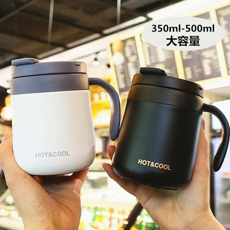 

Простой индивидуальный кофейный стакан, креативный студенческий термос из нержавеющей стали, кружка для офиса с ручкой для приготовления ч...