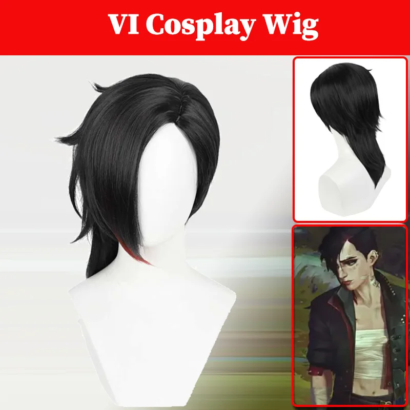 TV Arcane 2 Vi парик для косплея костюм крутые черные волосы головные уборы женщин и