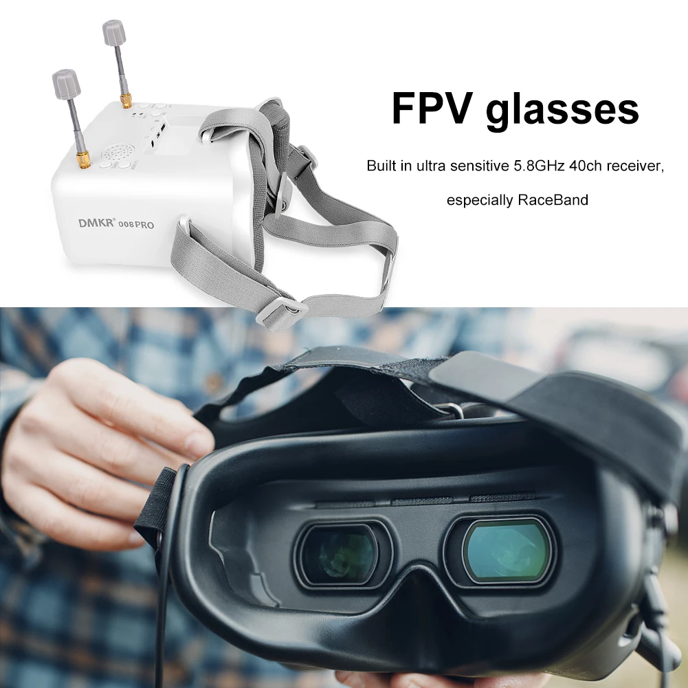 Очки FPV 5 8 ГГц 40 каналов 4 3-дюймовый Экран Двойная Антенна Встроенная Батарея для
