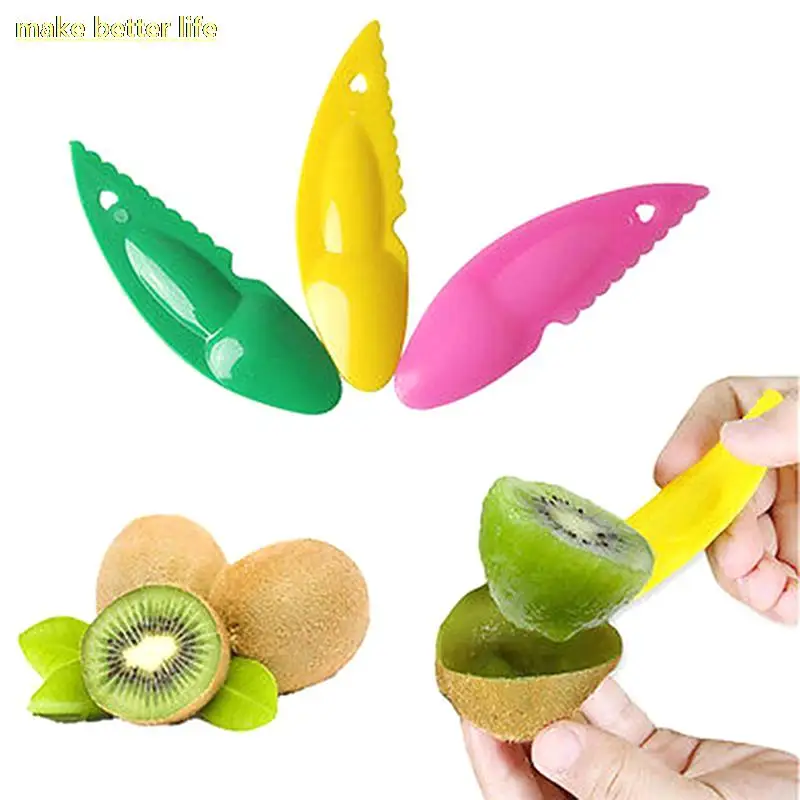 3pc/set Kiwi Spoon Plastic Candy Color Kiwi Dig Scoop Vegetable Fruit Knife Slicer Peeler Cutter Kitchen Tools