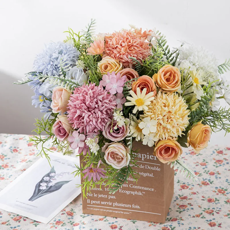 

1pc Bunch Of Dandelion Bouquet Simulation Fake Flowers Wedding Decoration Artificial Flowers Family Party Supplies Ins Crafts