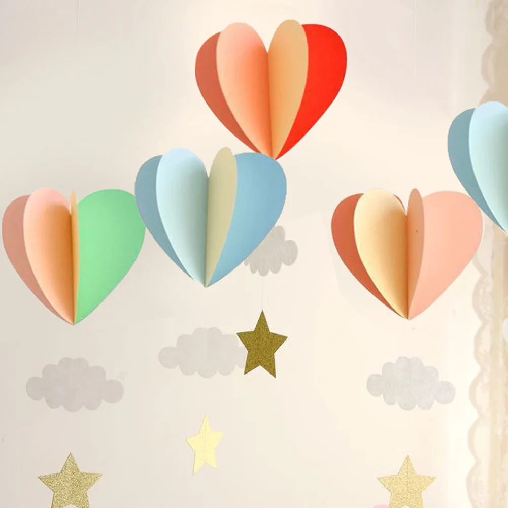 

1pc 3D Paper Ornaments Paper Hot Air Balloon Cloud Hanging Decorative Decor Pendant For Baby Shower Birthday Party Wedding Decor