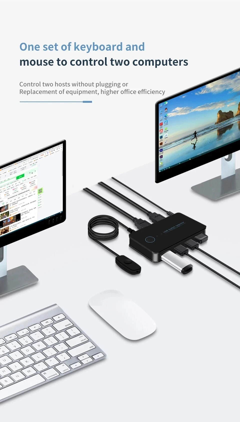 KVM-переключатель USB 3.0 2X4 Переключатель 2 в 4 выхода Переключатель USB 3.0 Контроллер-концентратор Адаптер USB Общий для клавиатуры Принтер Портативный ПК (art.: 3920ca551957b) - 3920ca551957b