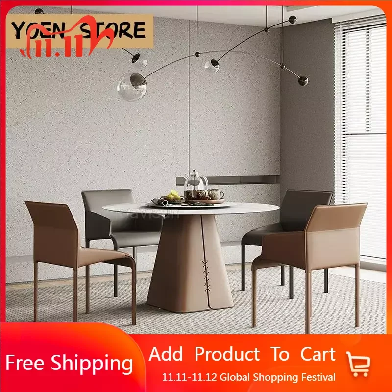 

4-6 People Classical Dining Table And Chair Industrial Italian Minimalist Circle Tables Small Apartment Model Room Furniture