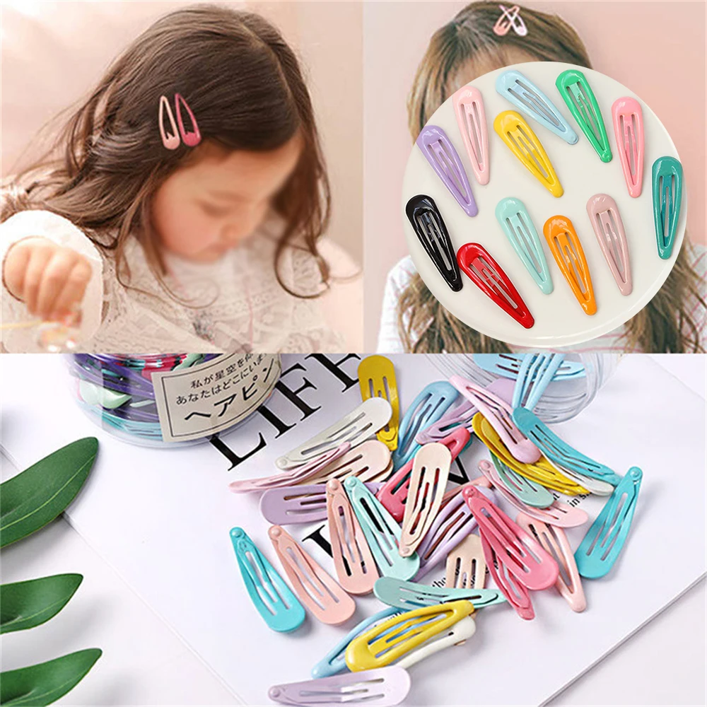 

6-40pcs/Lot Cute Baby Hair Clips for Girls Children Dripping Barrettes Hairpins Metal Candy Color Korean Kawaii Hair Accessories