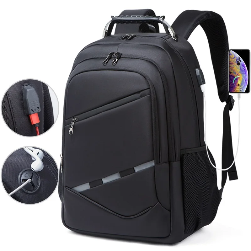 Backpack New Multifunctional USB Charging Headphone Jack Backpack Large Capacity Outdoor Travel Bag with Night Reflective Strip