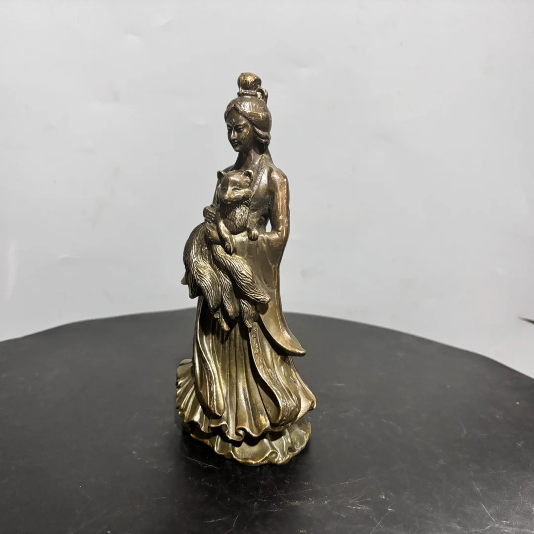 Медная статуя античная Чистая латунь девять хвостов лиса фея девичья украшения