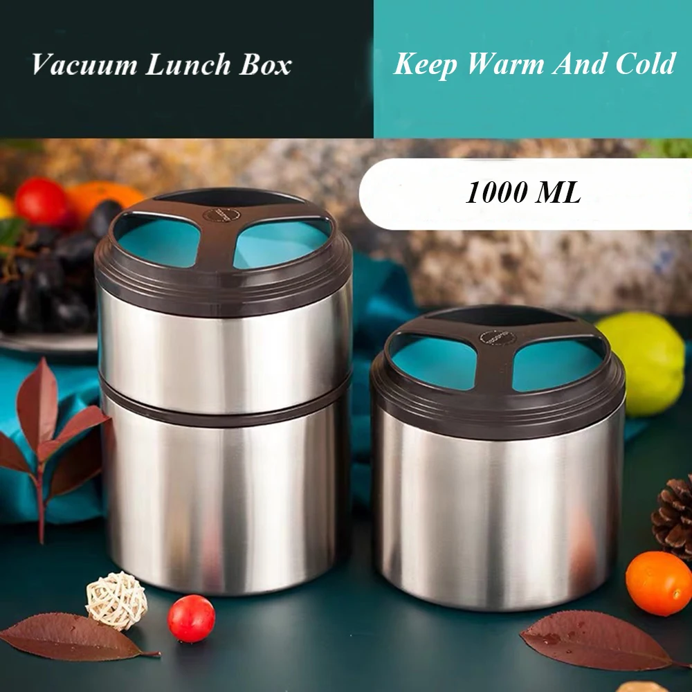 

1000 ML Stainless Steel Leak Proof Lunch Box Fast food Cups Heat Preservation Vacuum Feed Lattice Titus Pot