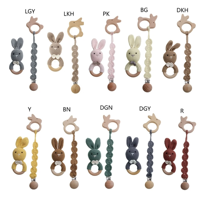 

Baby Rattle Non-toxic Silicone Bead Bunny Crochet Pacifier Chain Relief Teether Toy Soothing Toy Eco-friendly Tasteless