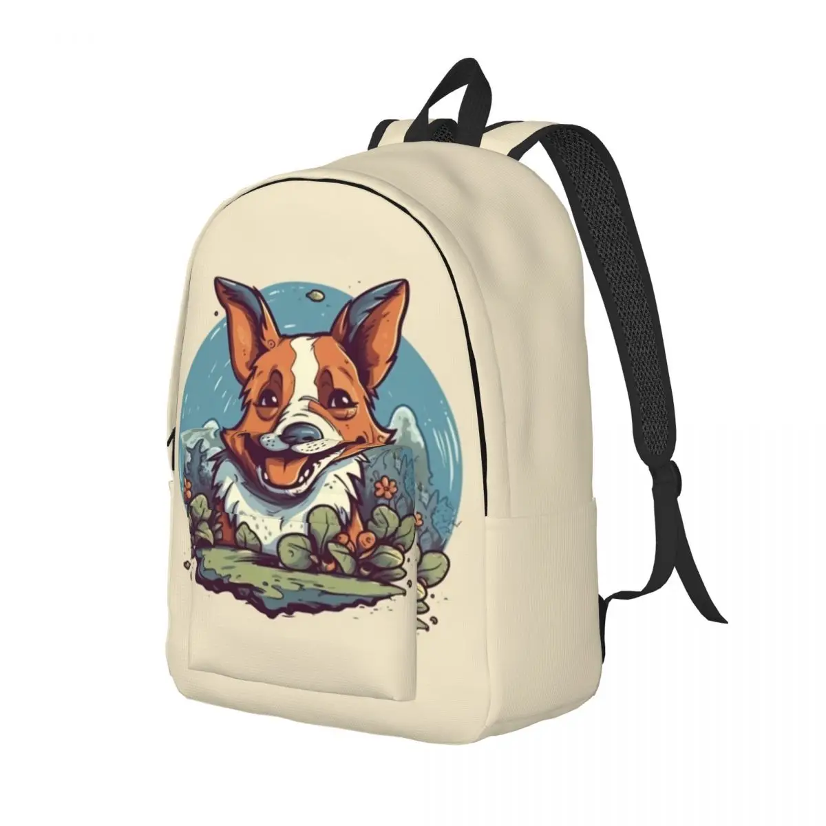 

Dog Canvas Backpacks Cartoon Nature Style Bag Elementary School Backpack Unisex Fun Bags