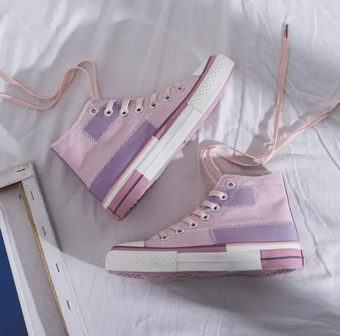 

2022 Spring Low-top Women Single Shoes Thick-soled Candy Color Flats Female Canvas Shoes Summer Platform Large Size Lady Sneaker