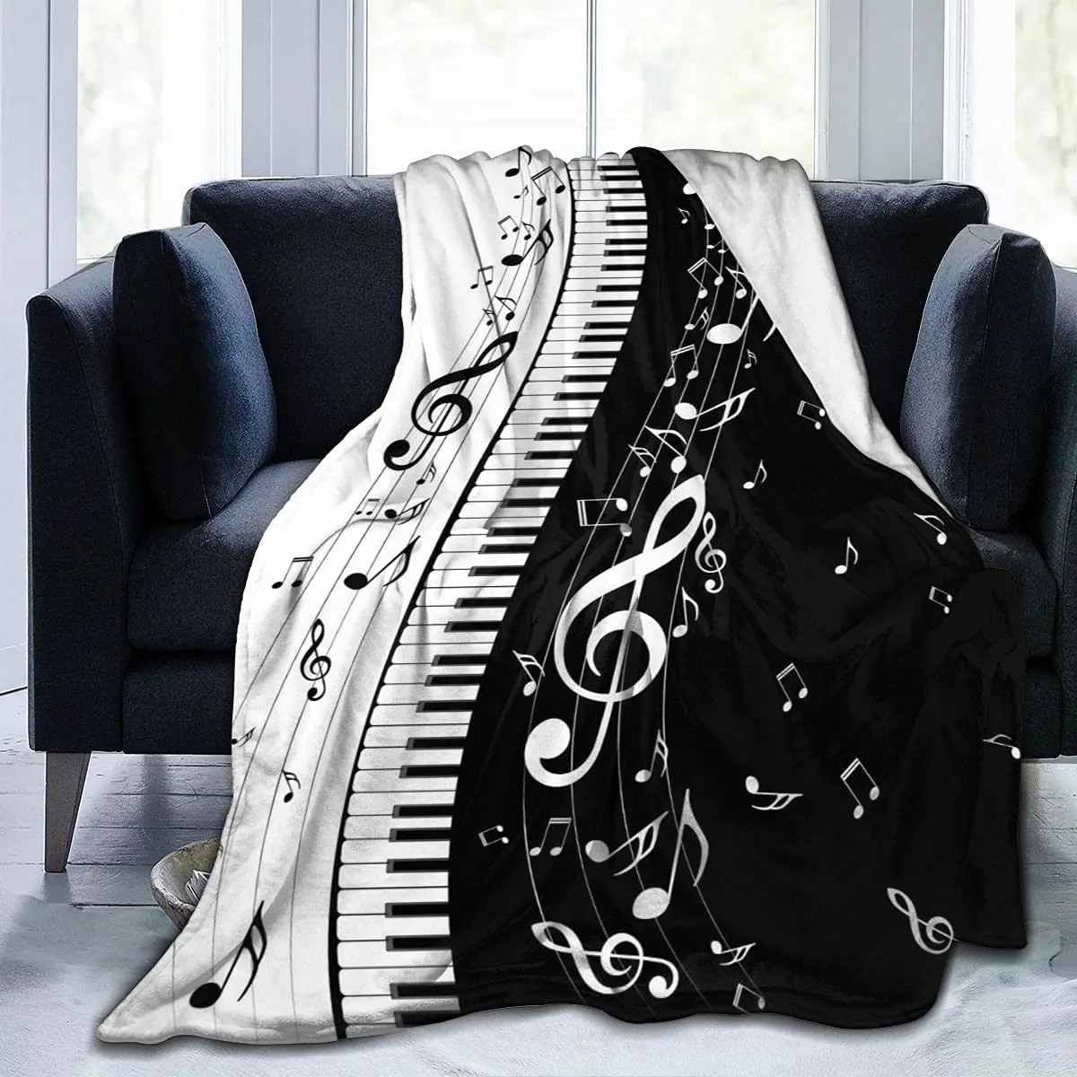 

Piano Keys Music Note Soft Throw Blanket Lightweight Flannel Fleece Blanket for Couch Bed Sofa Travelling Camping for Kids Adult