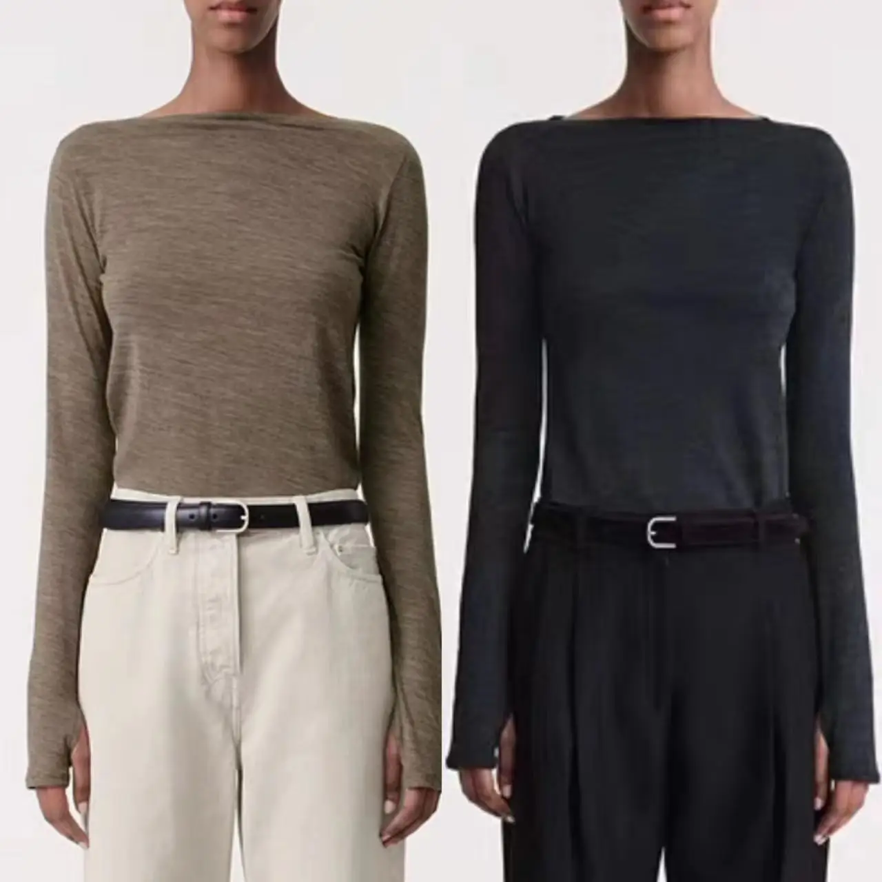 

Женский однотонный шерстяной свитер, простой вязаный пуловер с воротником-лодочкой и длинным рукавом, 100%