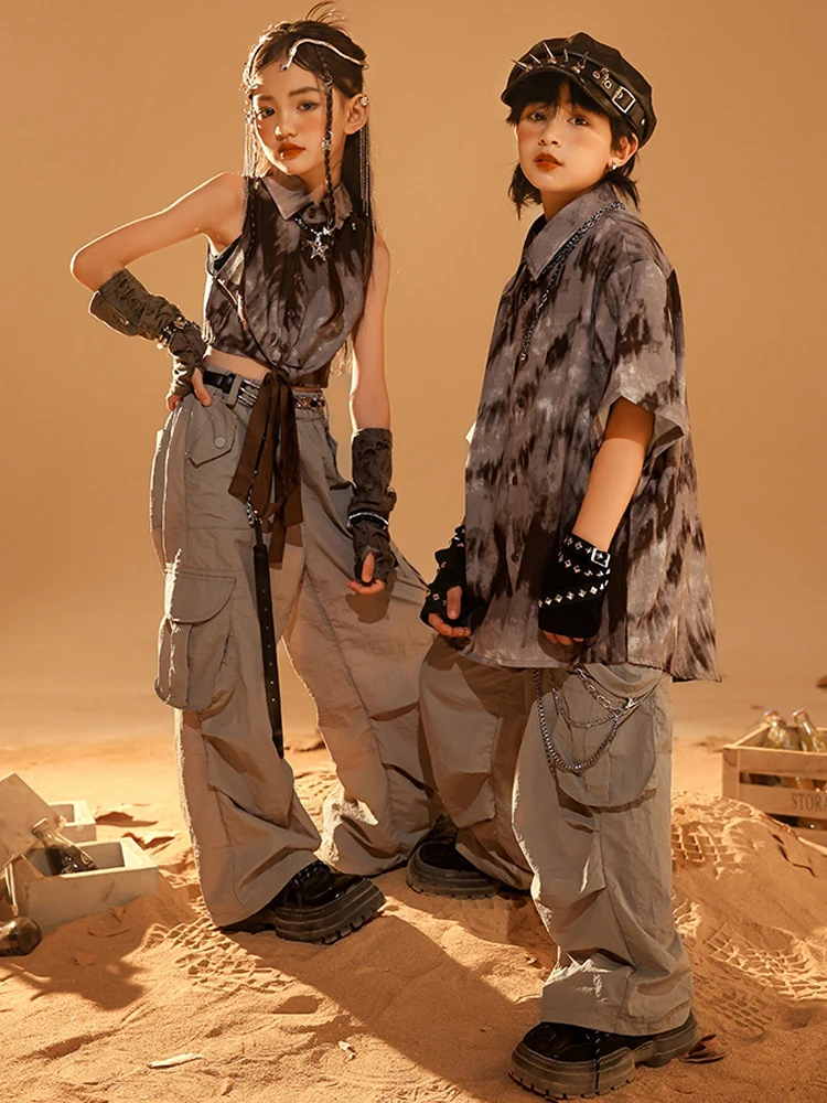 Костюм танцевальный детский в стиле хип-хоп крутая одежда для джазовых