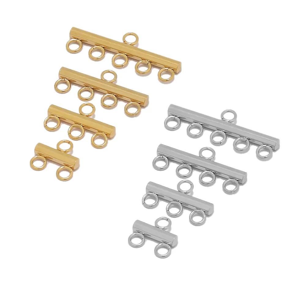 

10pcs Stainless Steel Gold Color Multi Strand Necklaces Bracelets Clasps Pendants Connectors 4 Hoops Charm Earrings Findings