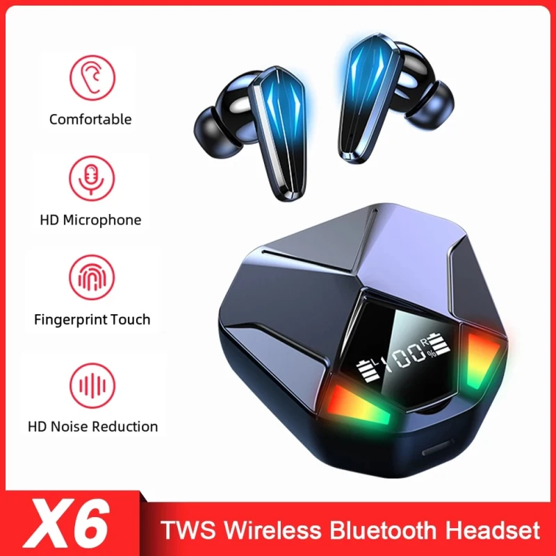 

Hands-free With Microphone Game Earphones Headset Long Standby Noise Reduction Bluetooth 5.1 Wireless Headphnes Touch Control