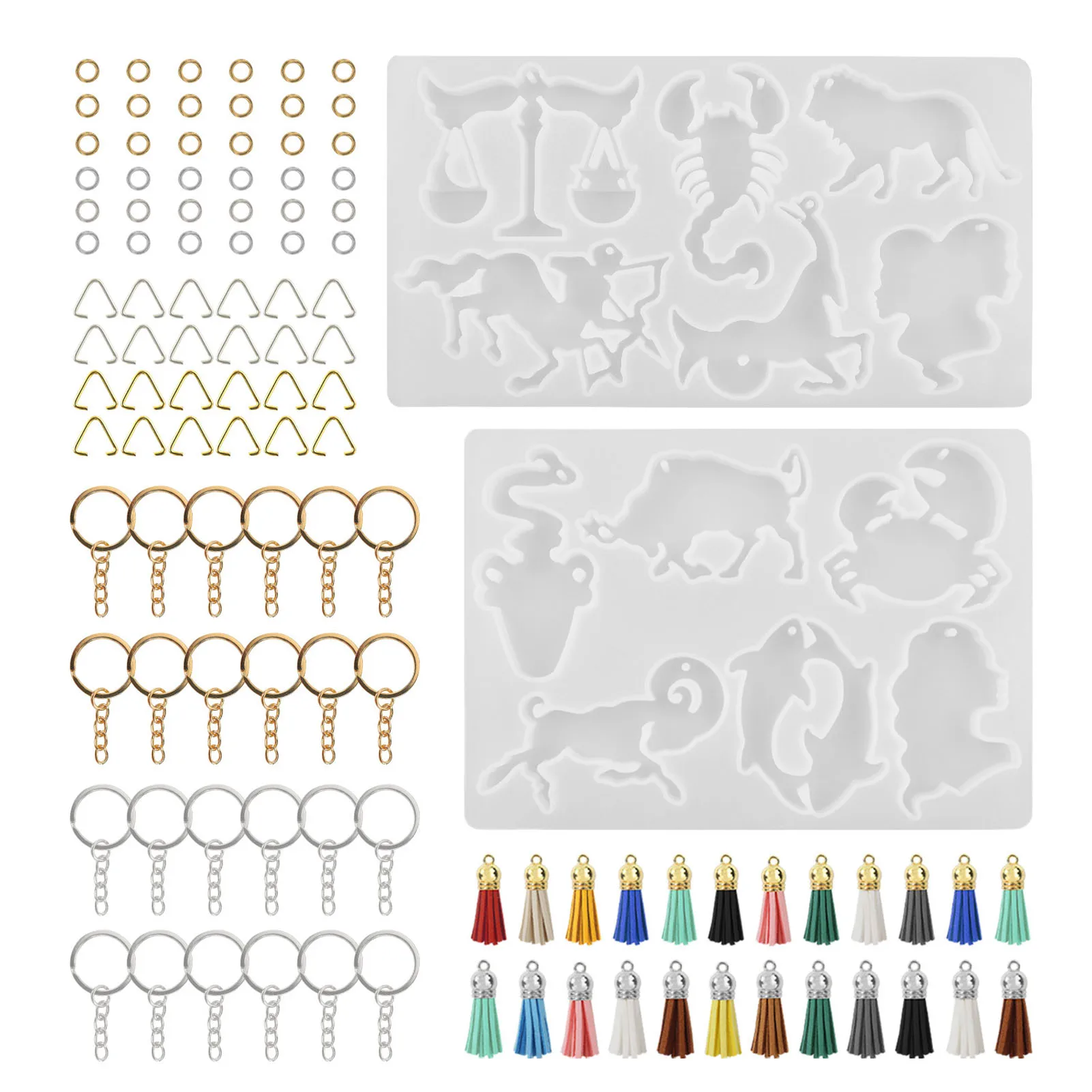 

Формы для смолы в виде созвездий зодиака, набор силиконовых форм в виде знаков зодиака с отверстием, формы для литья эпоксидной смолы, форма ...