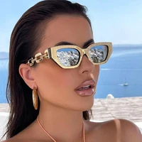 vintage cat eye sunglasses women 2022 trend new fashion small metal chain sunglasses elegant eyeglasses fashion black shades