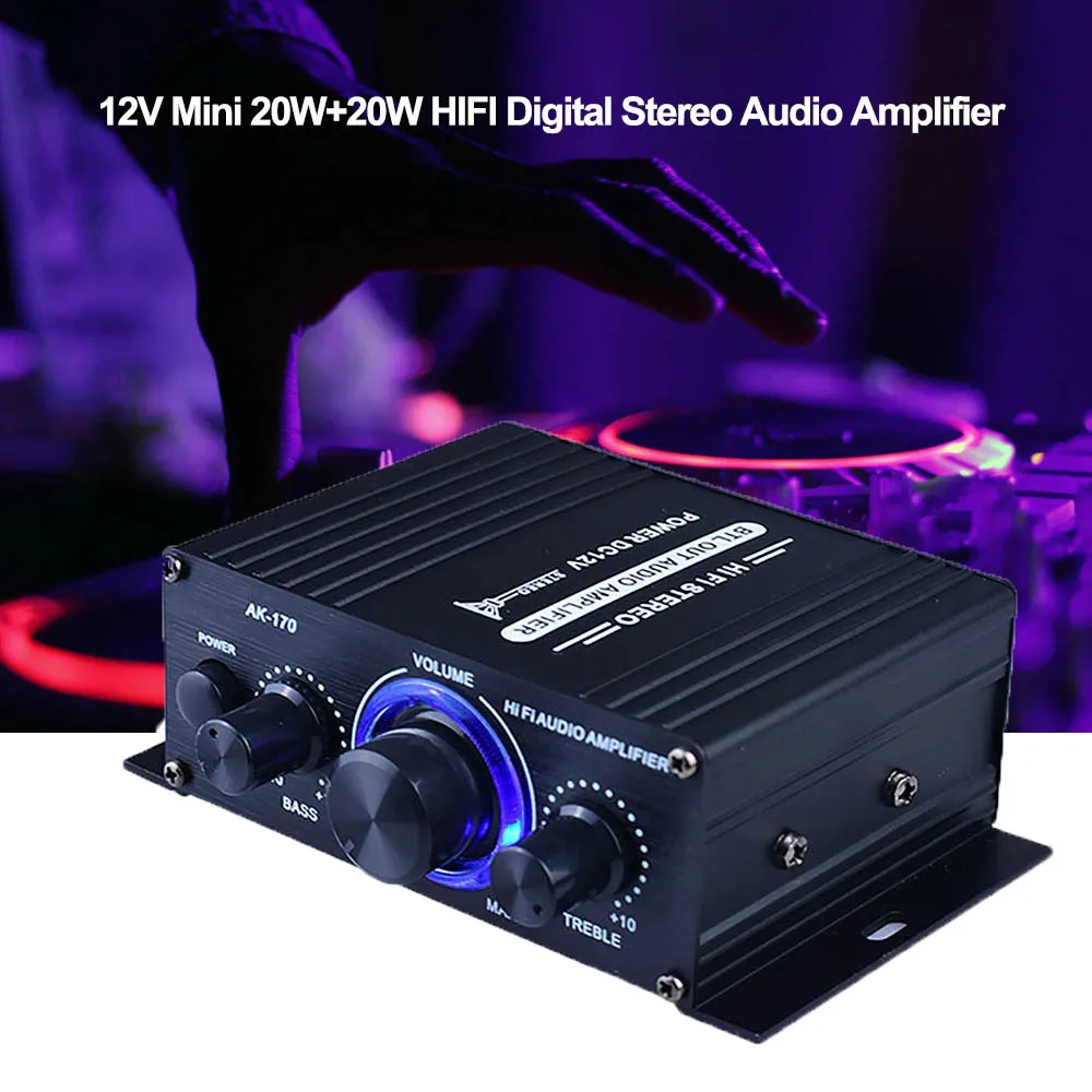 

AK-170 Mini HiFi Audio Headphone Amplifier 200x200W Dual Channel Audio Versterker For Home Car Theater Sound Power Amp RCA