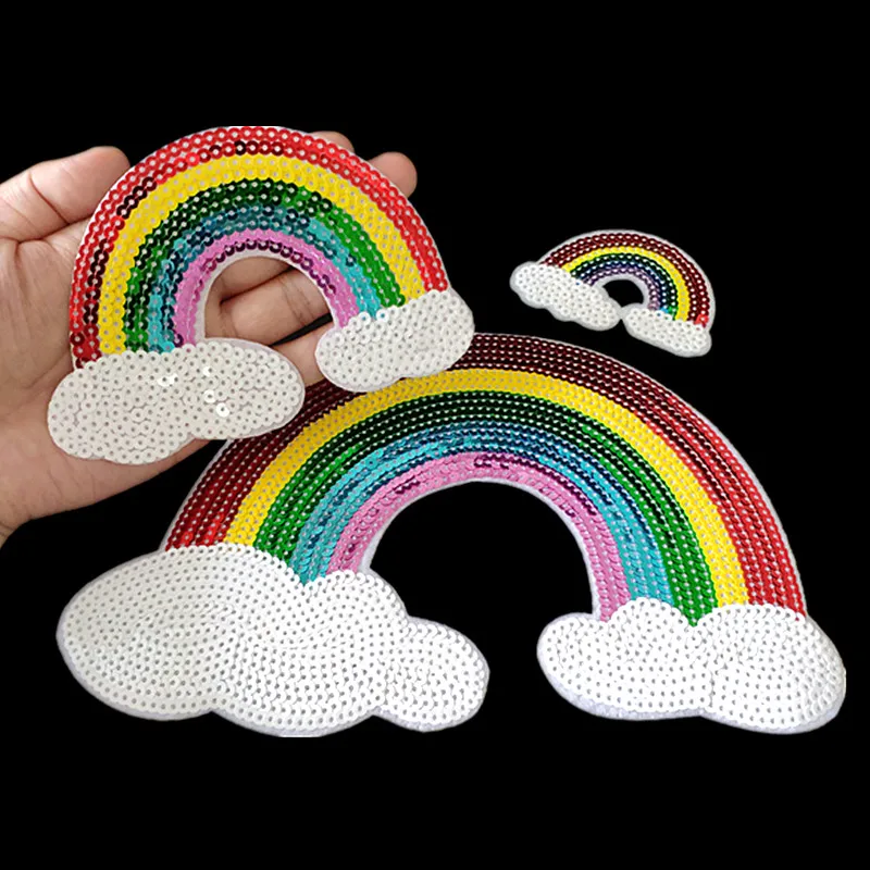 Сверкающая радужная милая нашивка с блестками сделай сам железная/шивная