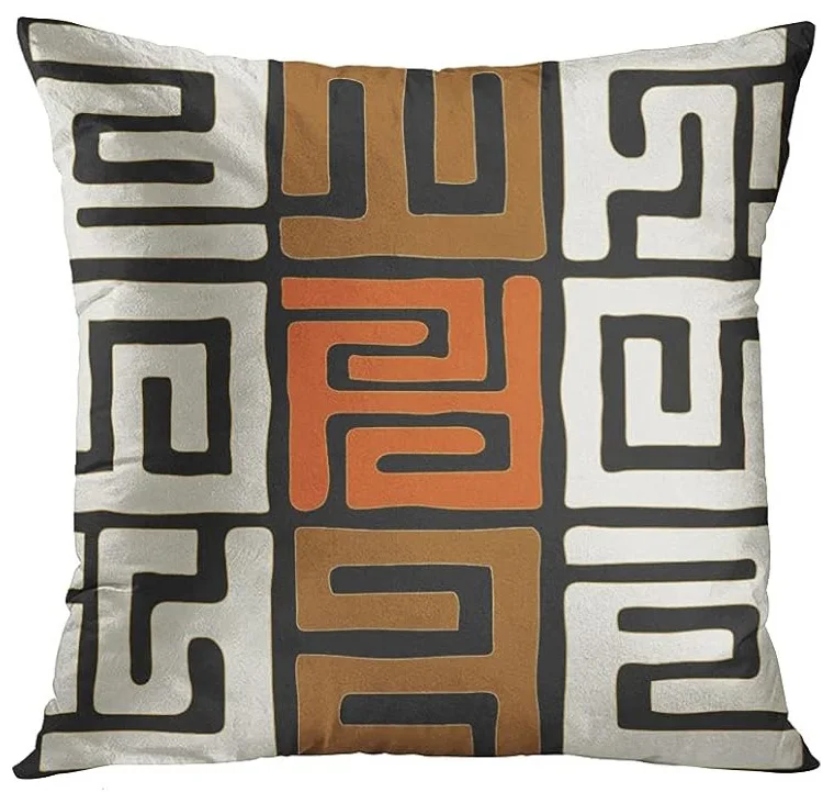

Оранжевая этническая библиотека с геометрическим узором, наволочка, украшение, наволочка, украшение для домашнего дивана, квадратная подушка, наволочка