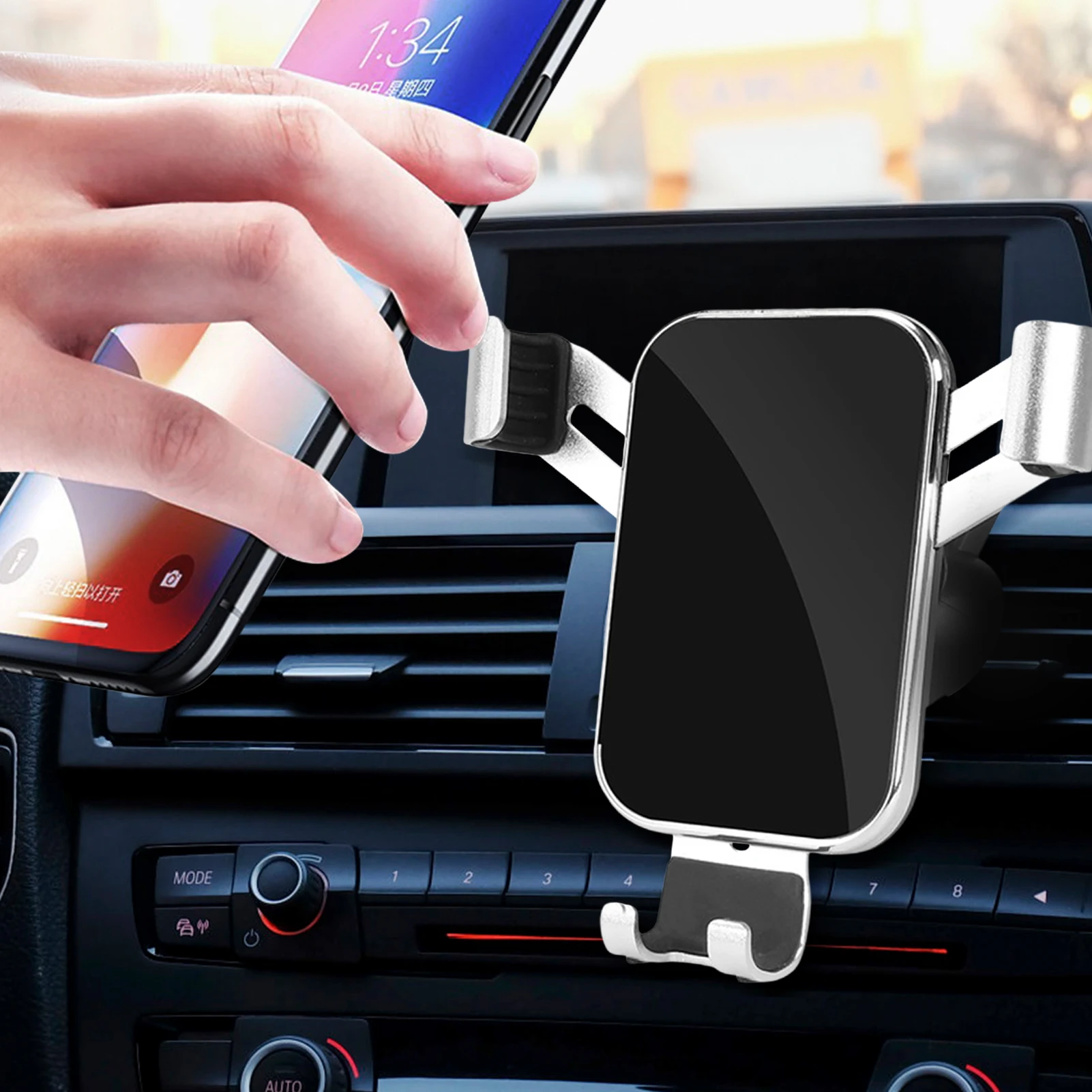 

Car Phone Holder Mount Vent Cradle Stand For Phone Auto Locking Phone Mount Car With Hook Like Clips Universal Mobile Phone