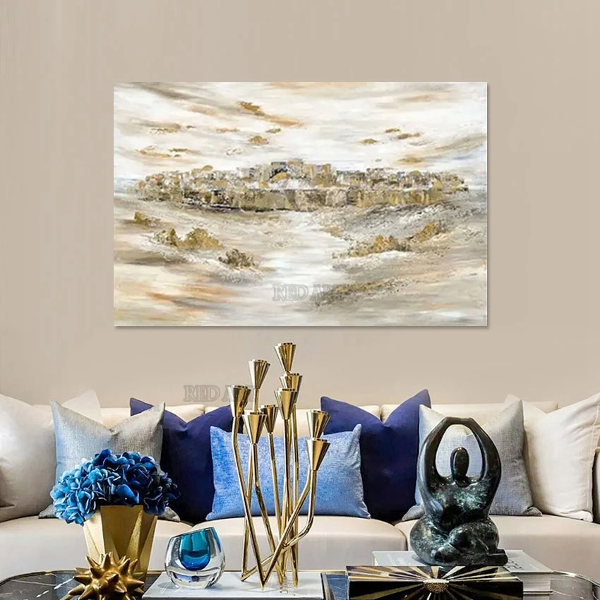 Роскошное искусство для декора стен текстура золотой фольги классический замок