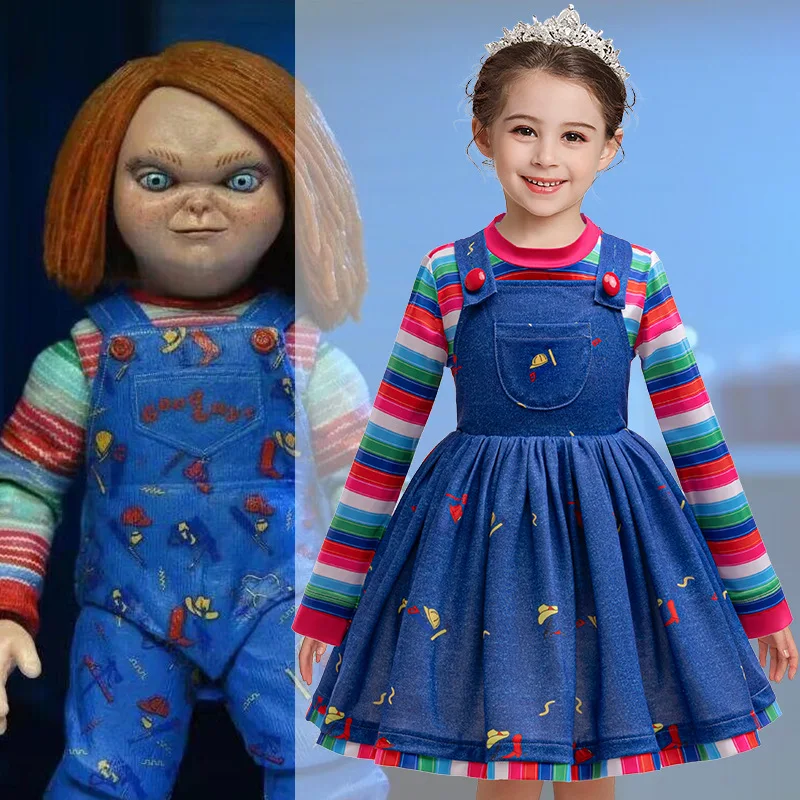 Детский Костюм Для Косплея Из Страшного Фильма Топ В Горошек И Полосатая Юбка С