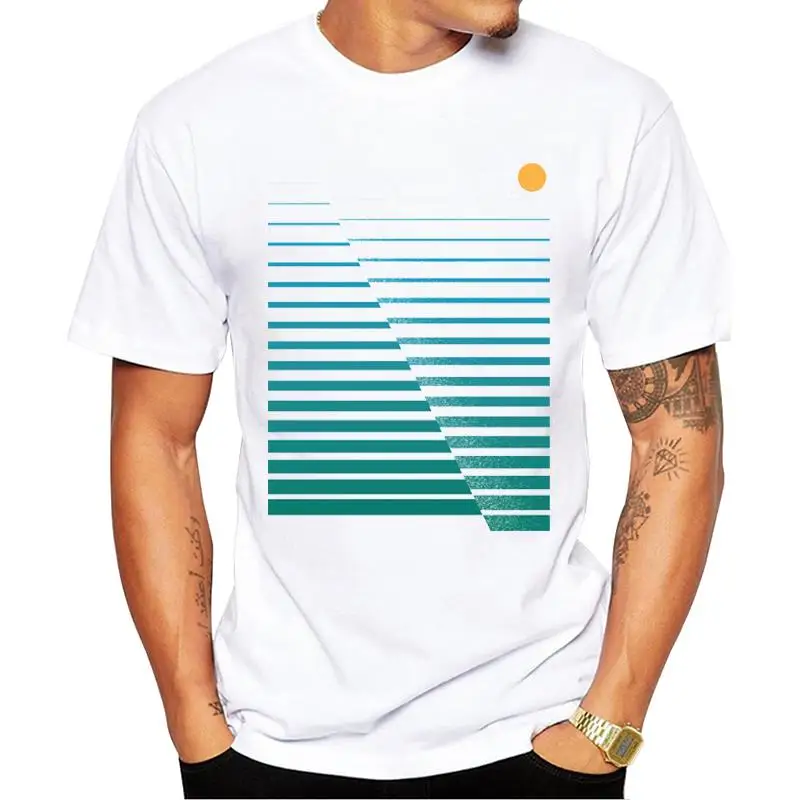 

FPACE Fashion Abstract Ocean Design Men T-Shirt Green Stripe Printed Tshirts Short Sleeve Tops Cool t shirts Essential Tee