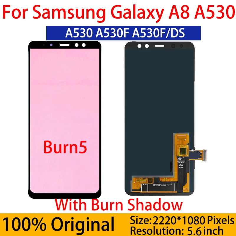 100% Оригинальный AMOLED с burn shadow 5 6 ''ЖК-дисплей для SAMSUNG Galaxy A8 2018 LCD A530 ЖК-дисплей