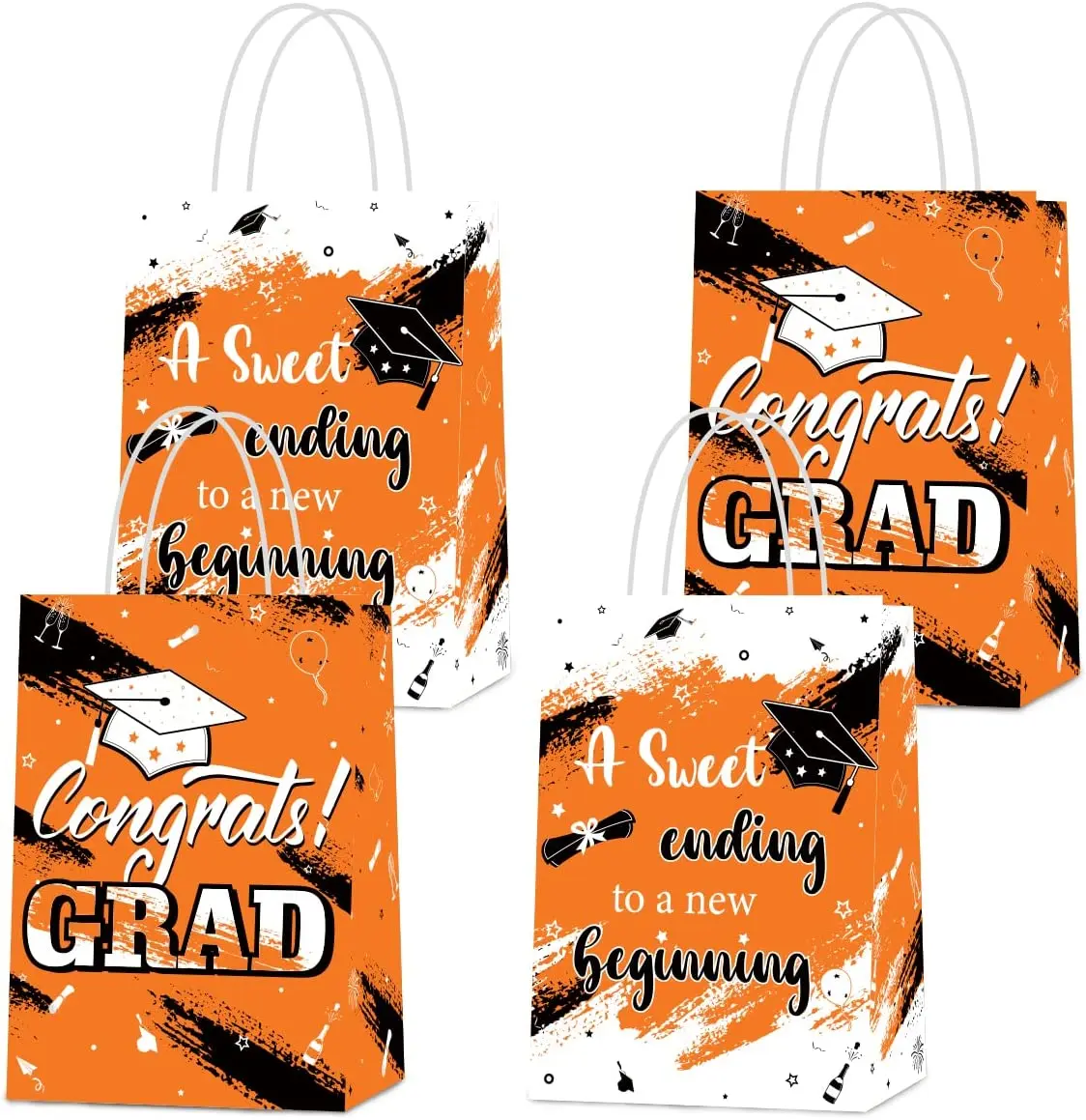 

Graduation Gift Bags Orange Wrapping Bag with Handle for 2023 High School College Student Graduation Season Theme Party Supplies