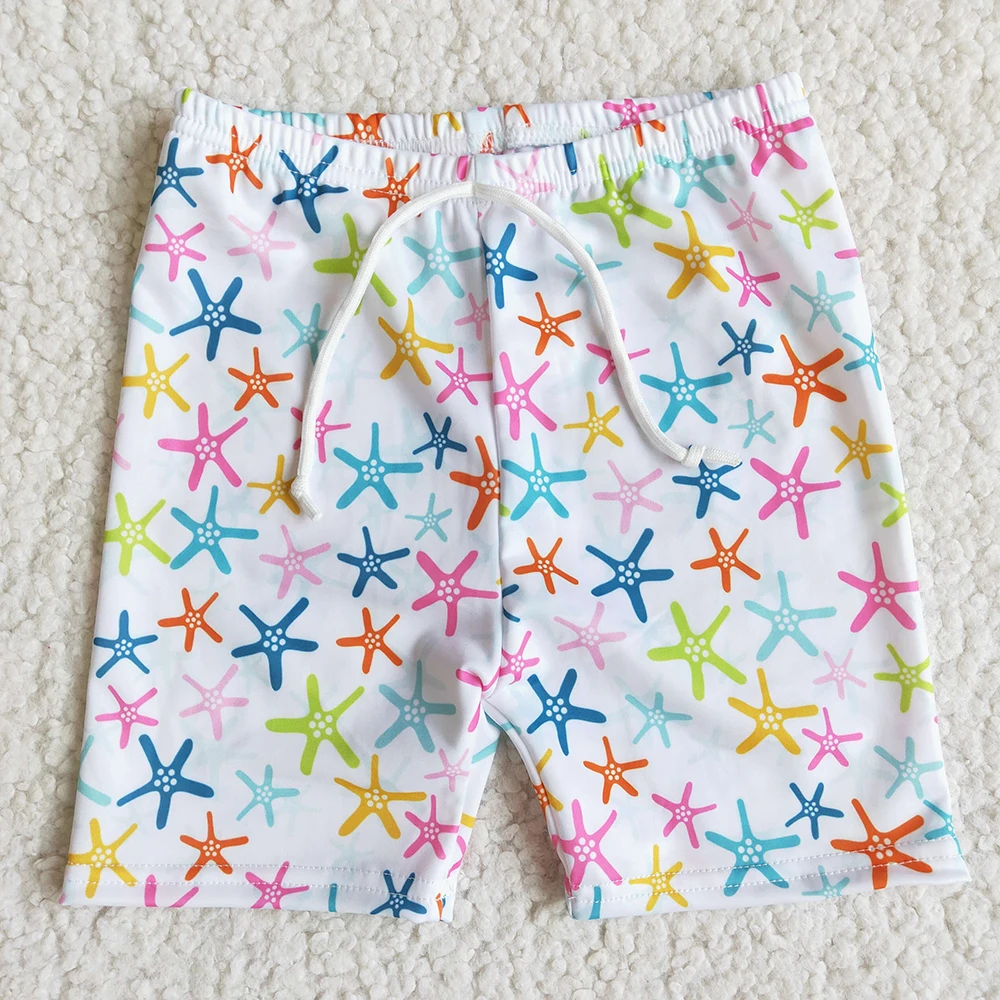 

Boy Summer Fashion Elastic Waist Swimming Shorts With Colorful Stars