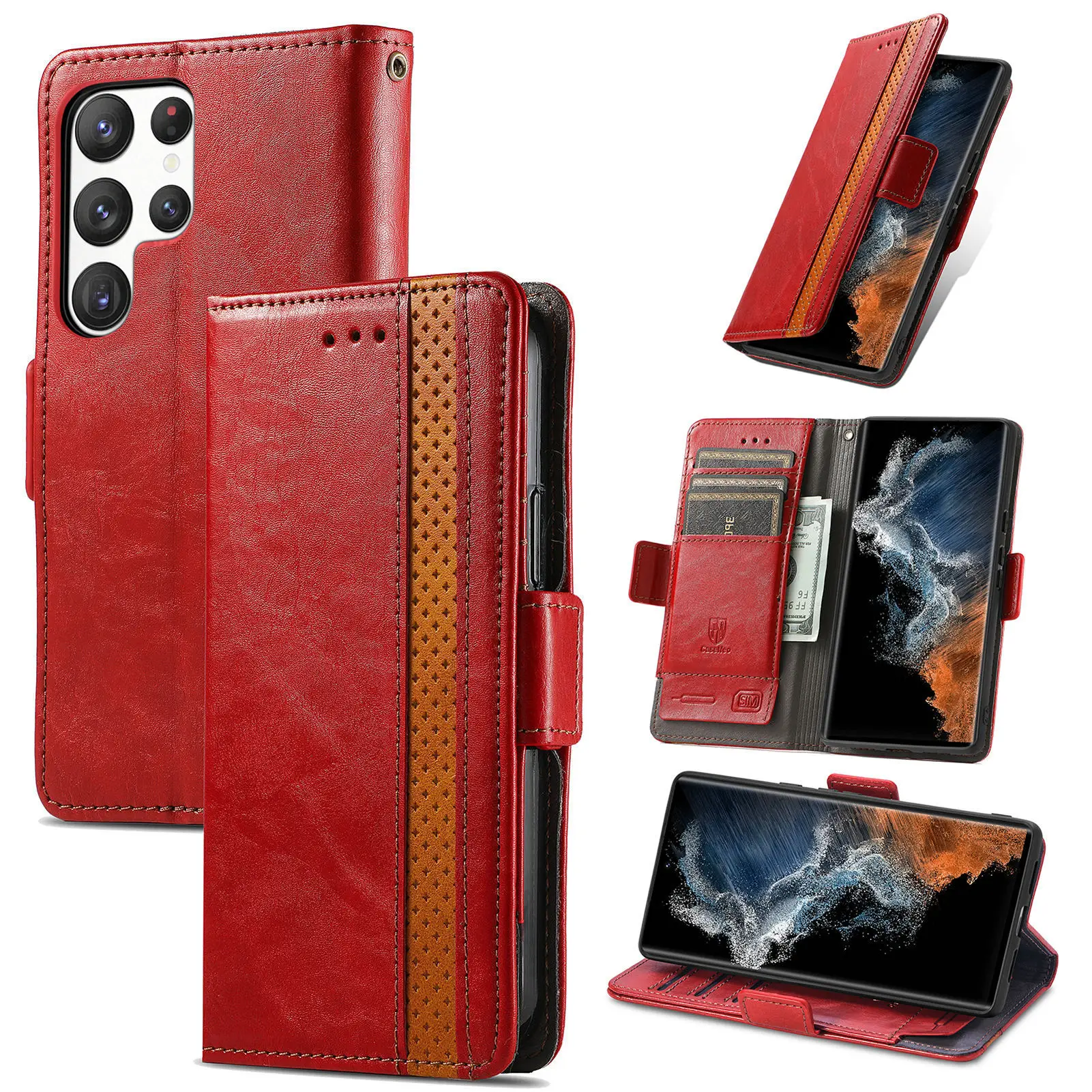 Фото Чехол с защитой от RFID для Xiaomi Mi15 Ultra, Mi14T, Mi14, Mi13T, Mi11T, роскошный кожаный чехол-кошелек с беспроводной зарядкой и 3 слотами для карт №3