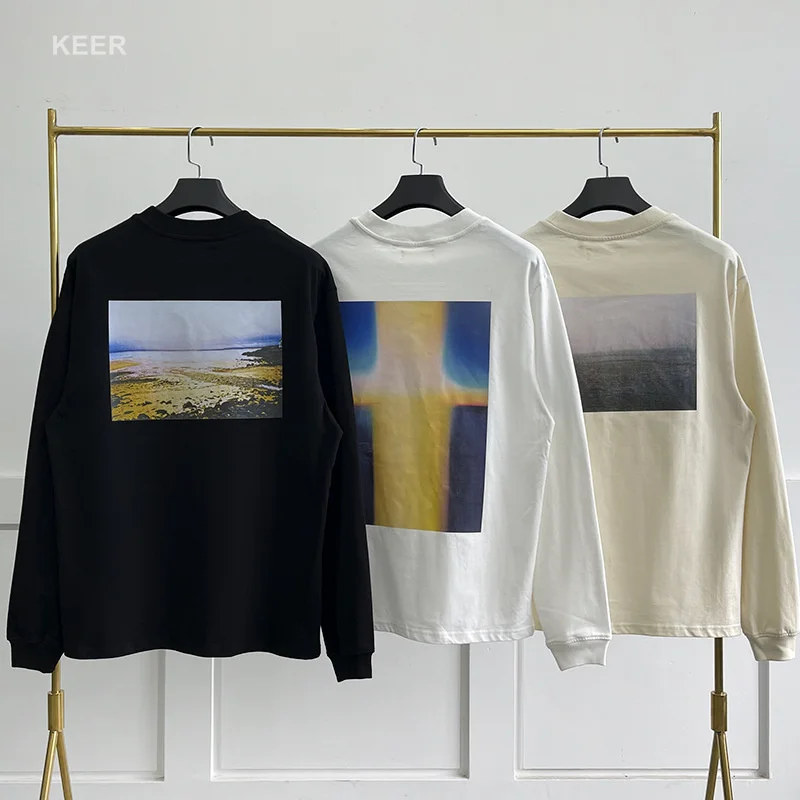

Summer Essentials Men Long Sleeve T-Shirt 100 Cotton 1:1 Back Print Fashion High Quality High Street Loose Men and Women T-Shirt