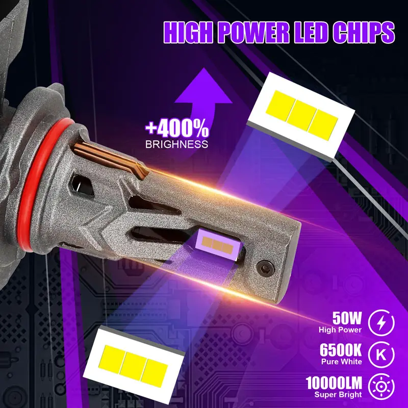 Лампы для фар головного света T7 6500 лм CSP 9005 K H4 H11 9006 9012 50 Вт 12 В