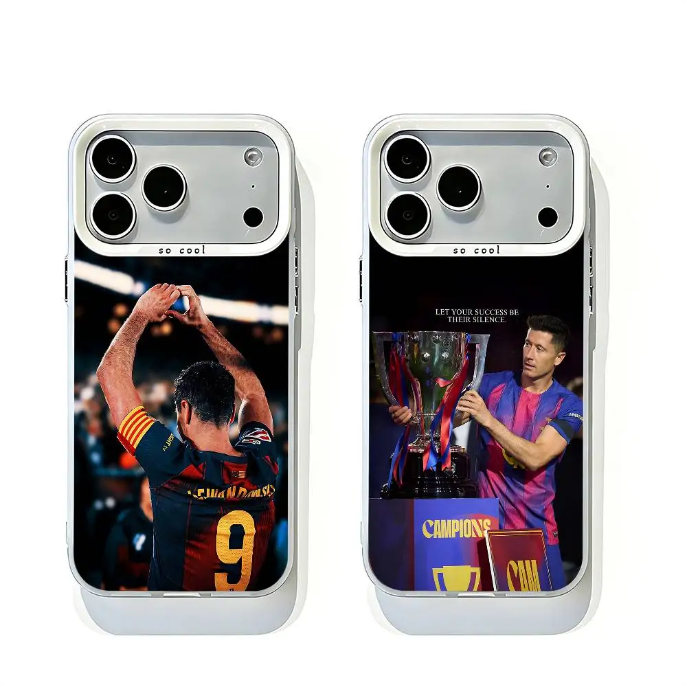 Фото Матовая белая рамка для объектива R-Robert 9 L-LewandowskiS для iPhone 12 11 14 13 17 16 15 Pro Max Mini Plus E №1