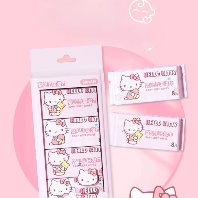 

Kawaii Sanrio аниме Hello Kitty милые Мультяшные детские мини портативные влажные ткани для младенцев вытирать руки Chafing ежедневное использование