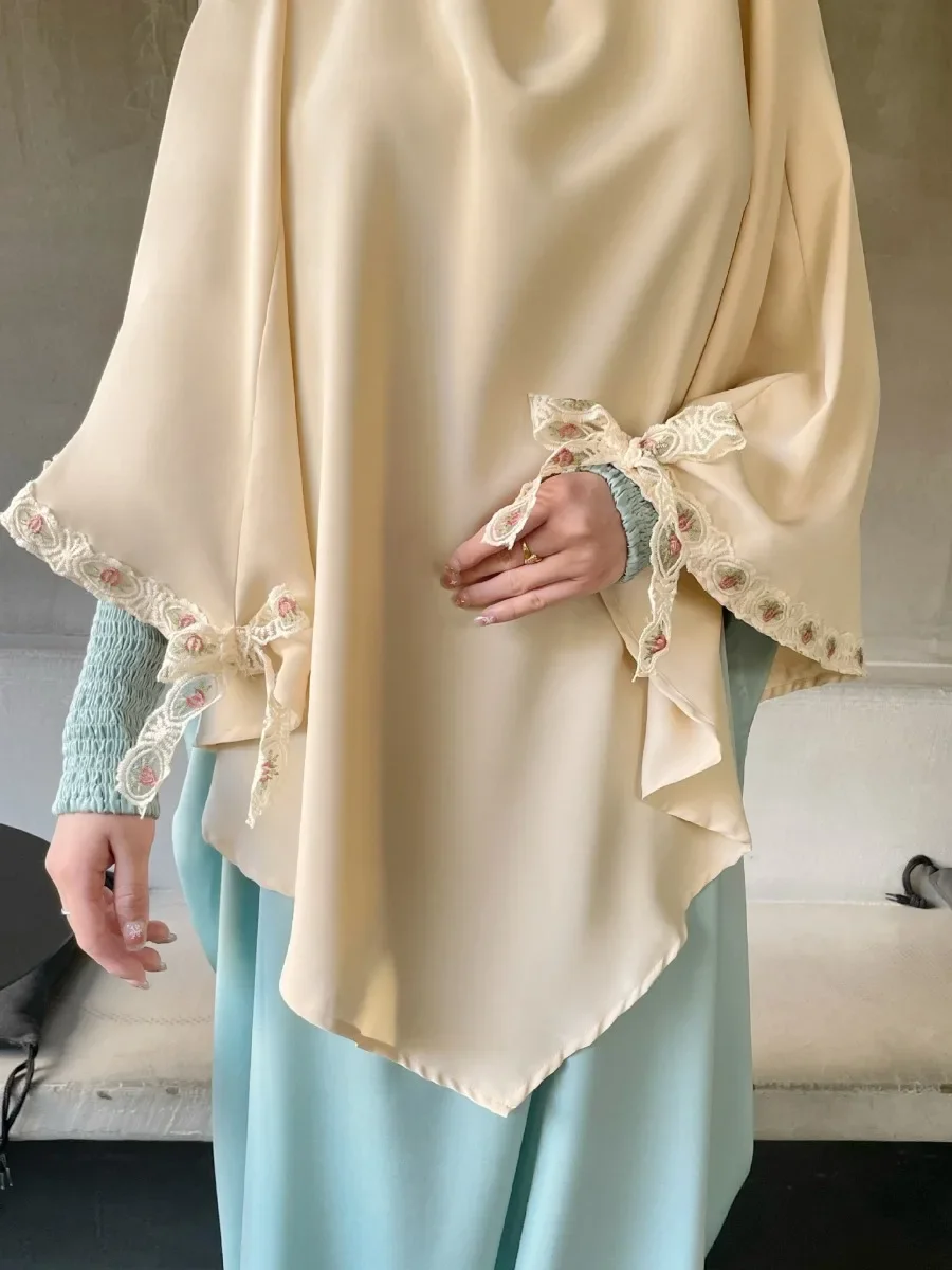 Eid Рамадан длинный женский хиджаб с вышивкой мусульманский шаль Djellaba Niqab