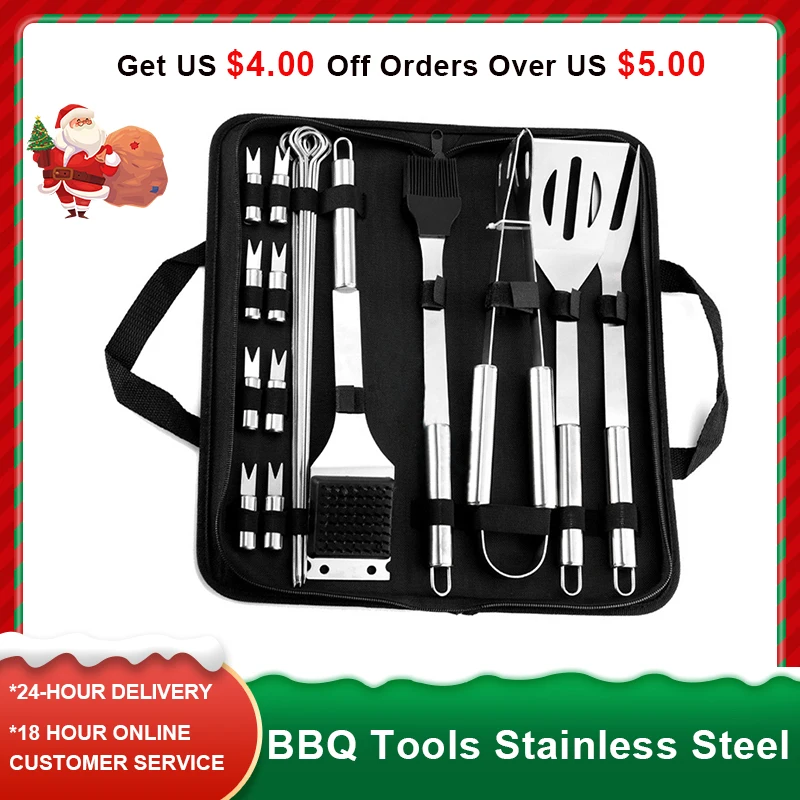 Набор инструментов для барбекю из нержавеющей стали Портативная - Цена: 31.09