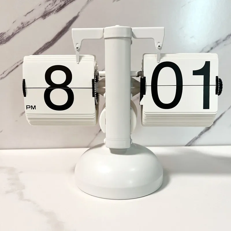 

European Balance Automatic Page Turn Clock Creative Metal Flip Digital Scale Desk Clock Home Decoration Office Desktop Ornaments